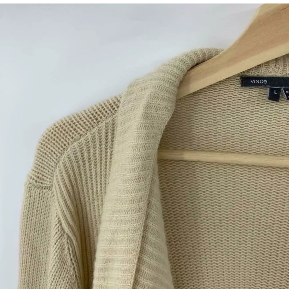 Vince Open Cardigan Sweater Duster Jacket Tan L - Picture 6 of 8